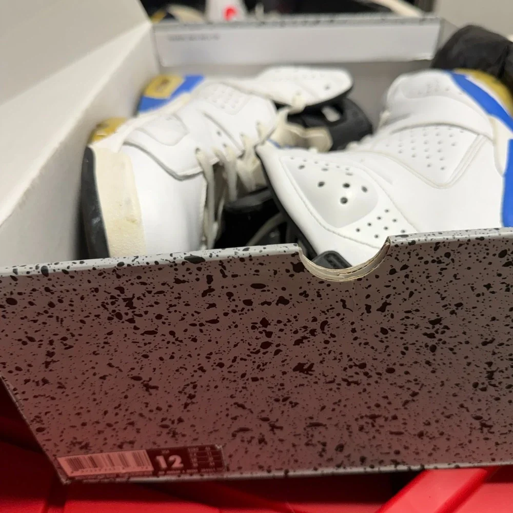 Size‎ 12 Air Jordan 6 Retro 2014 White/Sport Blue-Black Mens Shoes 384664-107